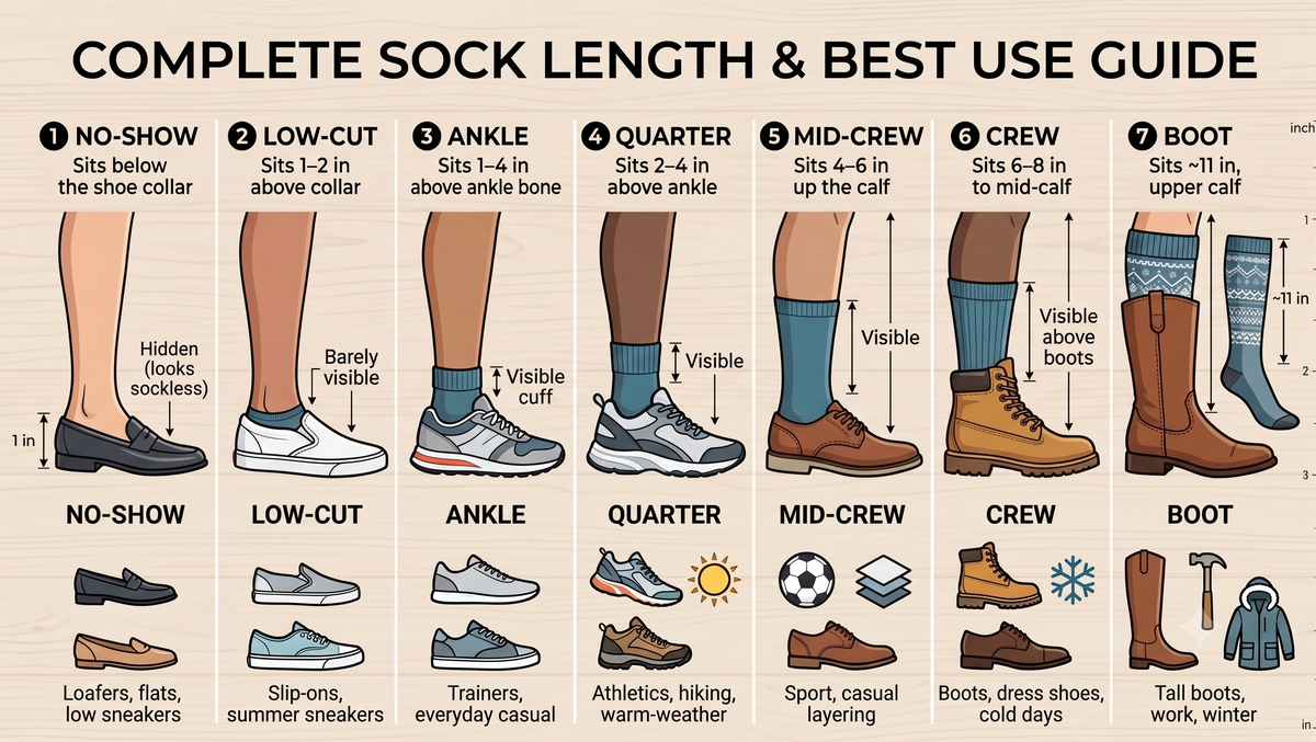 Sock Lengths Explained: Crew vs Quarter Socks, Ankle, No-Show & More