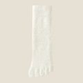 Warm toe socks in ivory plush knit, featuring a soft fuzzy surface. Shown as a single flat-lay on a neutral backdrop.